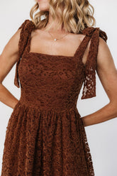 Hestia Lace Midi Dress | Brown